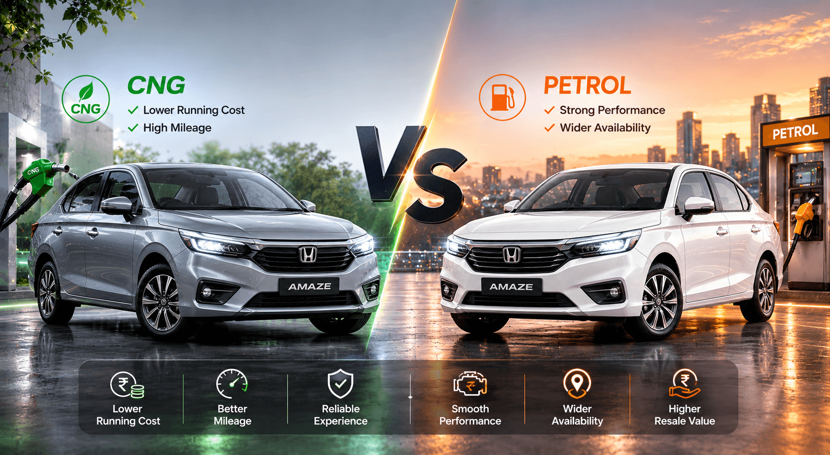 Honda Amaze CNG vs Petrol: Which Makes More Sense in 2026?